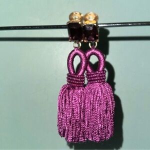 Oscar de la Renta Purple Tassel Earrings